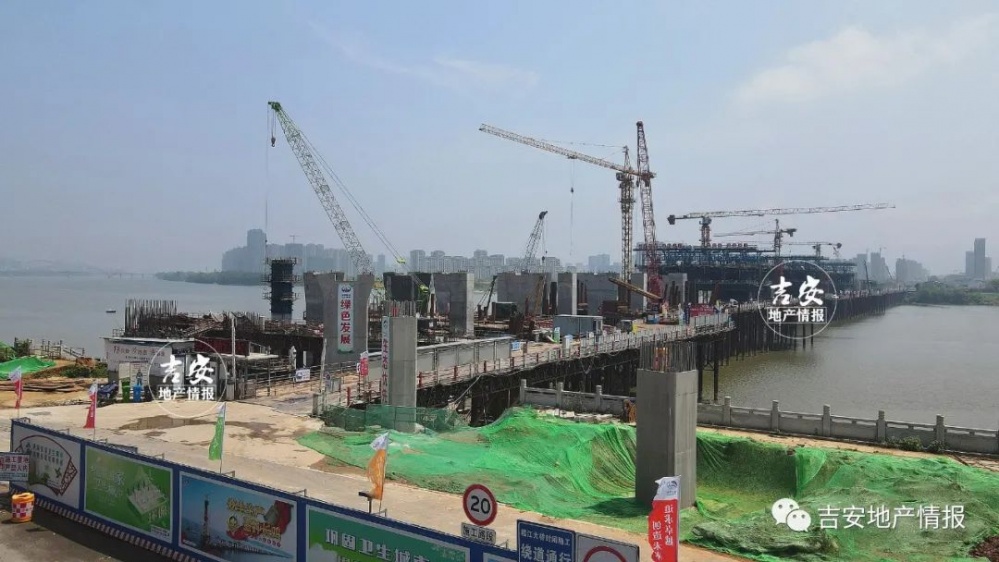 高空图吉安赣江大桥5月最新进展